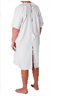 HOSPITAL GOWN WHITE SHORT SLEEVE G2 | Aged Care Linen Specialists
